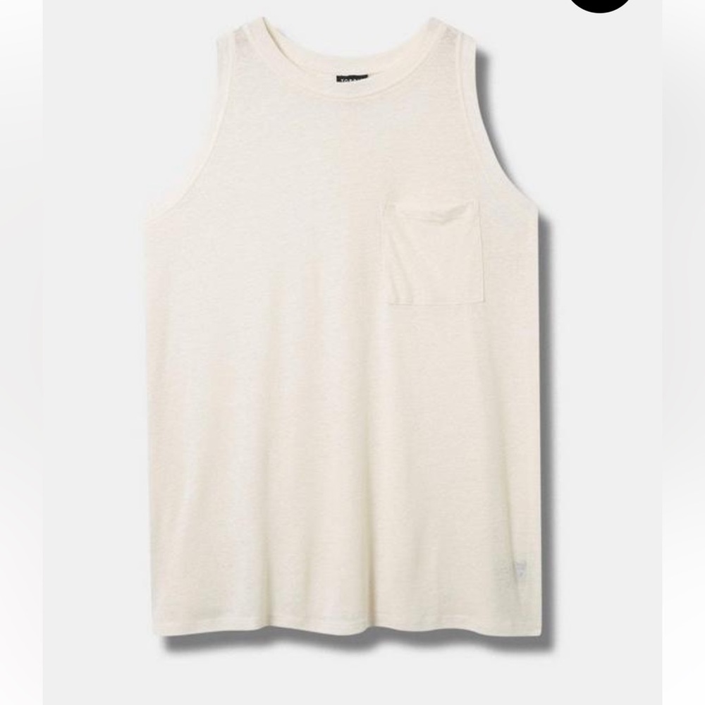 Torrid Light Weight Linen Blend Crew Neck Pocket Tank